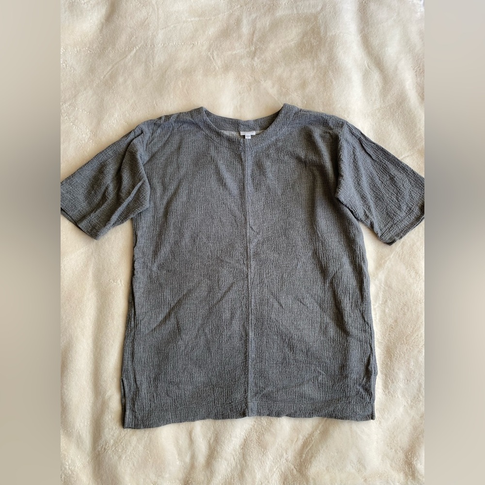 Pure Jill grey cotton / wool gauze tunic tee | pockets | lightweight | medium